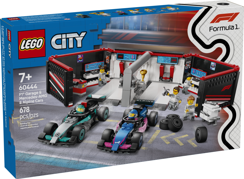 LEGO City 60444 F1 Garage Mercedes AMG Alpine Cars box front 1024x753